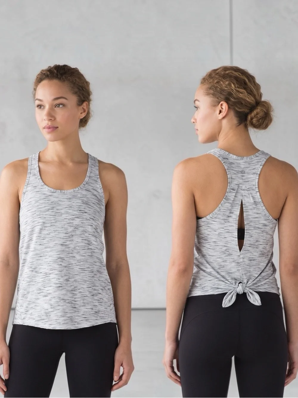 Lululemon Tank Top Racerback Gray White Space Dye Yoga Workout Size 4